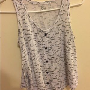White Bow Patterned Tank